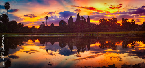 Angkor Wat temple at sunrise. Siem Reap. Cambodia. Panorama