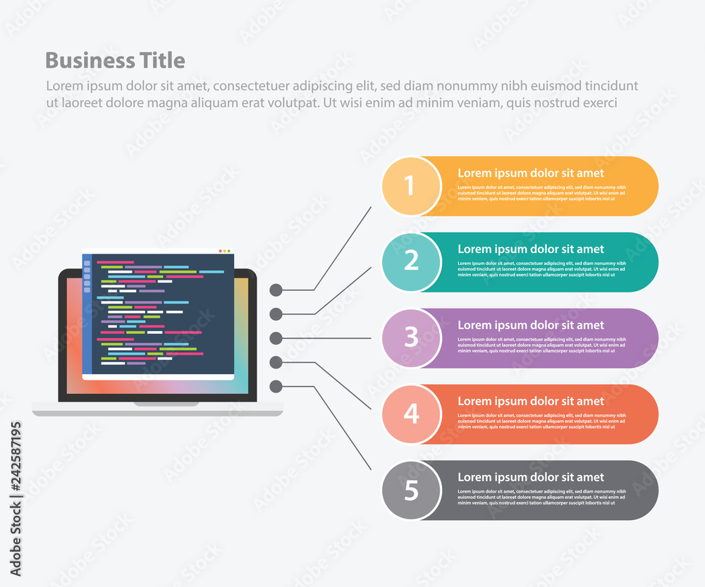programming infographic data template banner for information statistic - vector