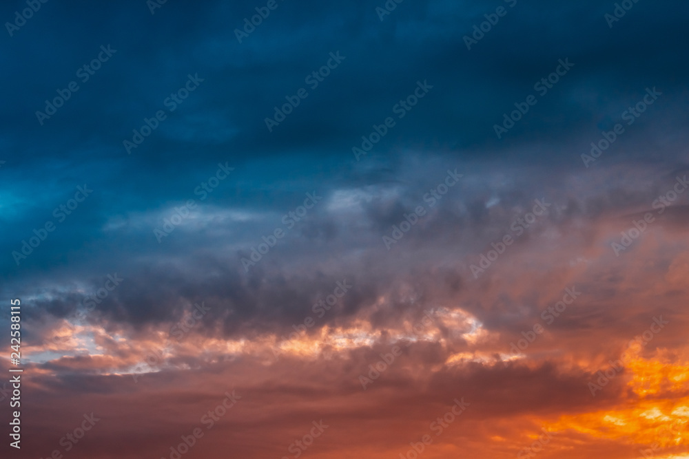Dramatic Sky Before Thunder. Cloudscape Background With Clouds A