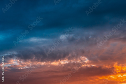 Dramatic Sky Before Thunder. Cloudscape Background With Clouds A