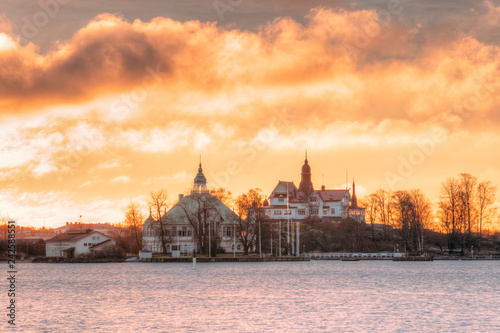 Helsinki, Finland. Sunrise Landscape Of Blekholmen Valkosaari Is