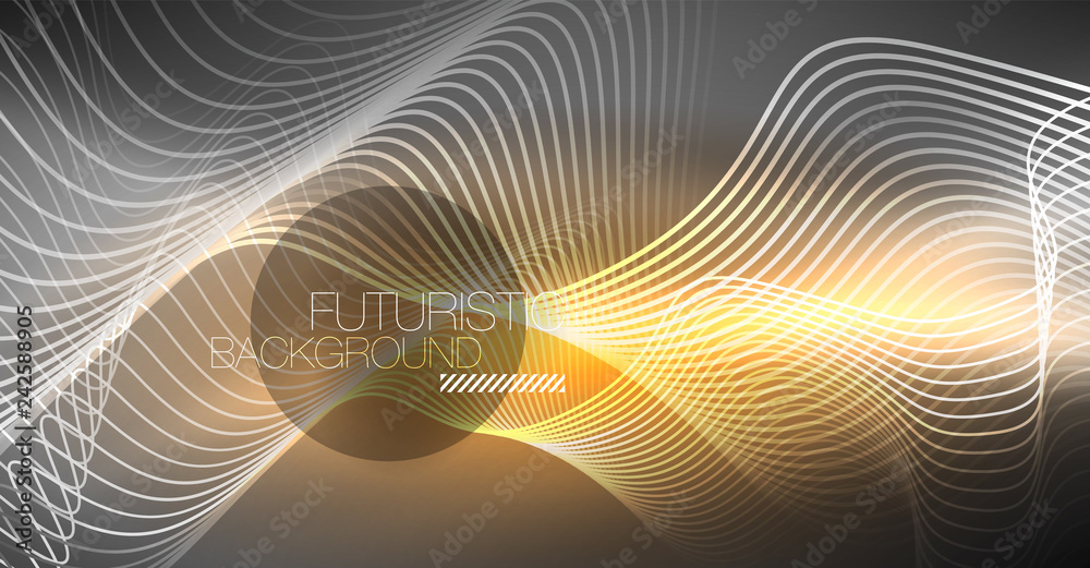 Neon lines wave background. Abstract composition Neon lines wave background. Abstract composition