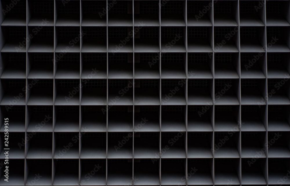 Metal fence on Air compressor machine background, close up view.