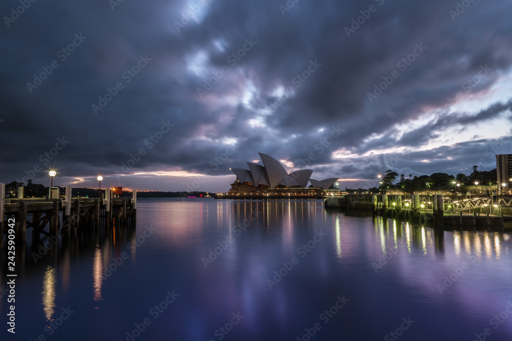 clouds over sydney harbour at dawn