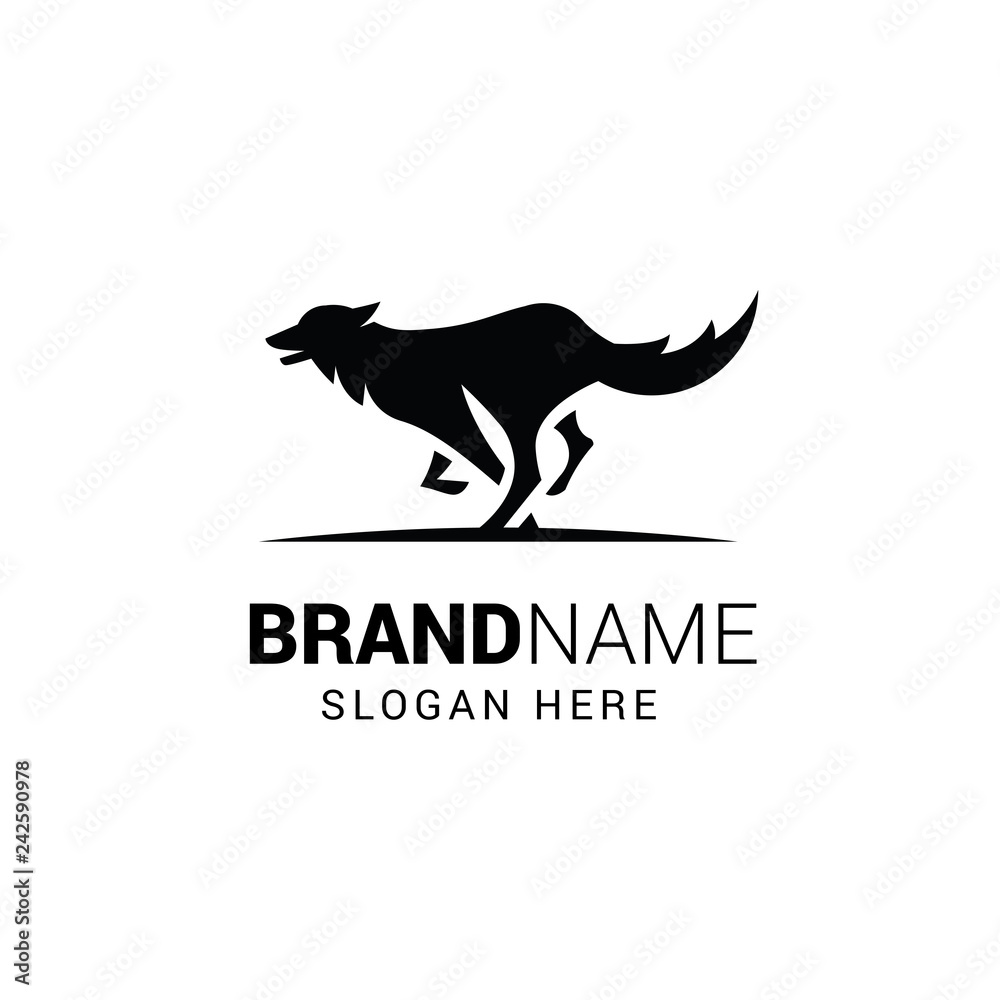 Running wolf logo template isolated on white background Running wolf logo template isolated on white background