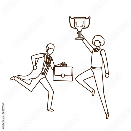 businessmen with trophy avatar character