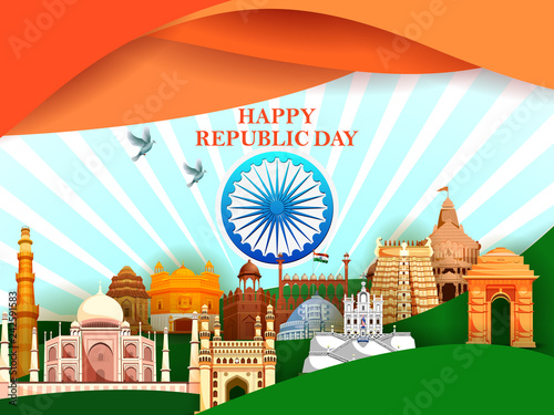 Happy Republic Day of India tricolor background for 26 January
