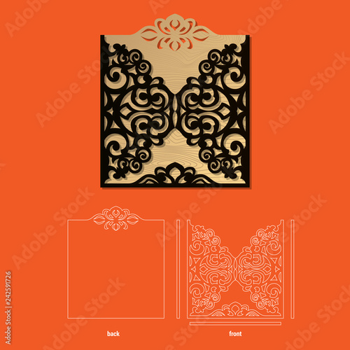 layered vector pattern of a wooden frame with patterns for coordinate milling and laser cutting