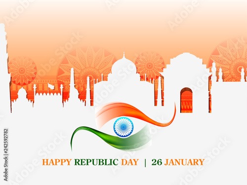 Happy Republic Day of India tricolor background for 26 January