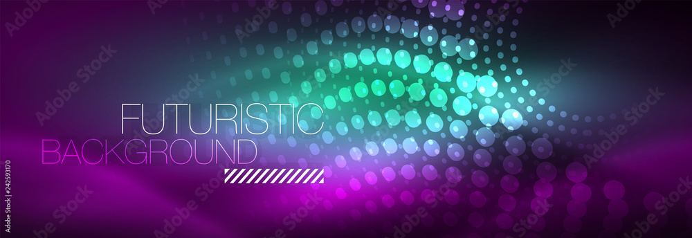 Glowing neon circle line dots, round line design, abstract style on black background. Neon abstract round circles Magic neon lights and glowing dots Glowing neon circle line dots, round line design, abstract style on black background. Neon abstract round circles Magic neon lights and glowing dots
