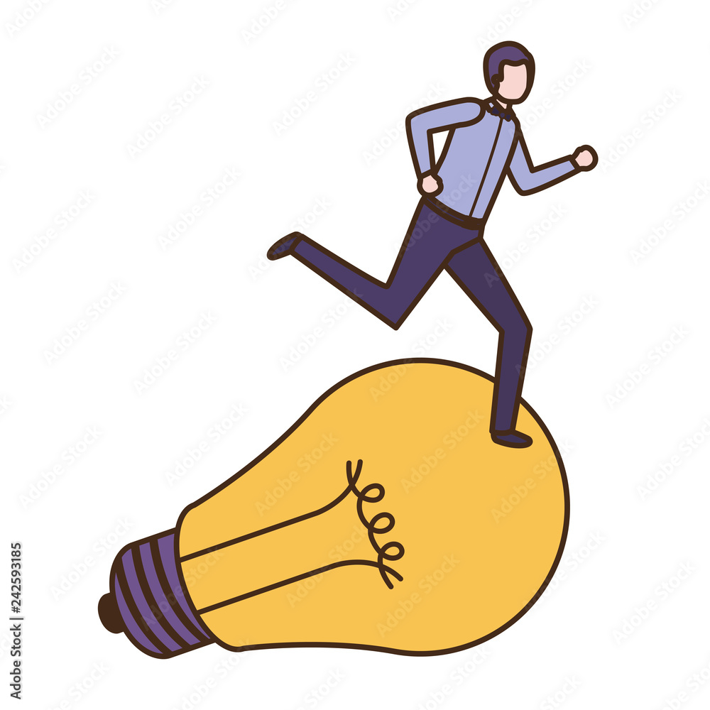 Businessman with lightbulb avatar character Businessman with lightbulb avatar character