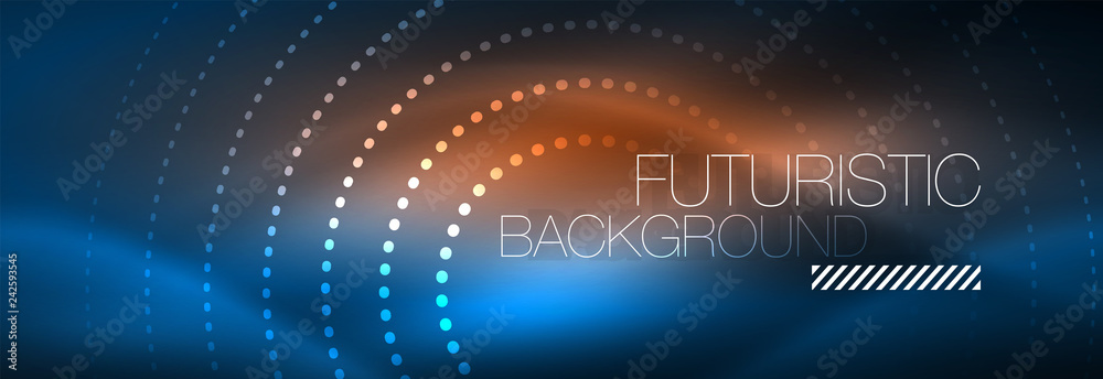 Glowing neon circle line dots, round line design, abstract style on black background. Neon abstract round circles Magic neon lights and glowing dots Glowing neon circle line dots, round line design, abstract style on black background. Neon abstract round circles Magic neon lights and glowing dots