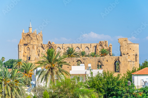 Aerial view of Old town of Famagusta with Lala Mustafa Pasa Mosque, Cyprus photo