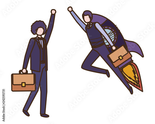 businessmen with rocket avatar character