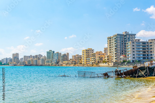 Ruins of hotels at Varosia district of Famagusta, Cyprus photo