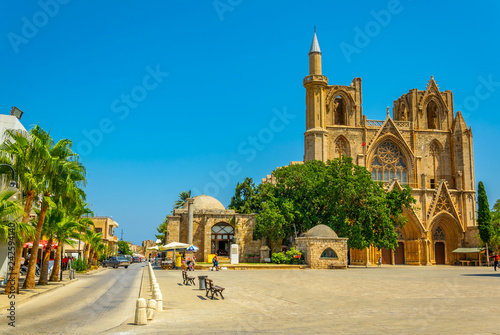Old town of Famagusta with Lala Mustafa Pasa Mosque, Cyprus photo