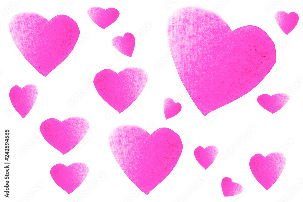 Group of pink color heart on white background for Valentine's day Group of pink color heart on white background for Valentine's day