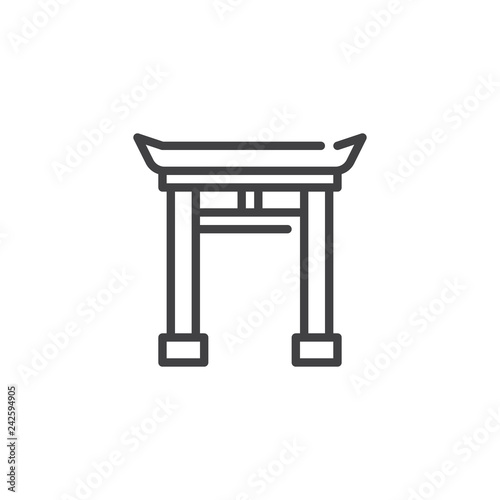 Chinese Gate line icon. linear style sign for mobile concept and web design. Chinese Arch outline vector icon. Symbol, logo illustration. Pixel perfect vector graphics