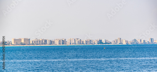 Seaside of Varosia with spectacular ruins of hotels, Famagusta, Cyprus photo