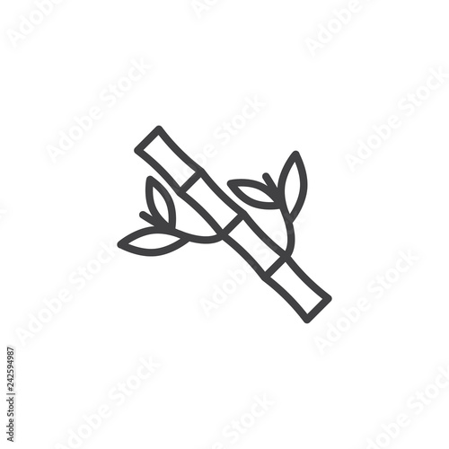 Bamboo tree with leaves line icon. linear style sign for mobile concept and web design. Branch of bamboo outline vector icon. Symbol, logo illustration. Pixel perfect vector graphics