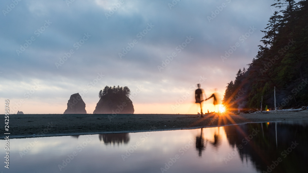 Sunset portrait at iconic La Push beach in Olympic National Park