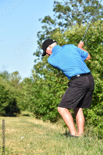 Male Golfer Working Out With Golf Club Golf Swing