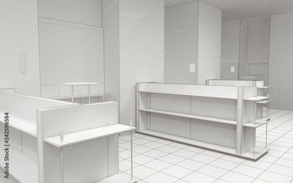 shop, mall, shopping mall, interior visualization, 3D illustration shop, mall, shopping mall, interior visualization, 3D illustration