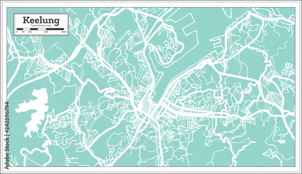Keelung Taiwan City Map in Retro Style. Outline Map.