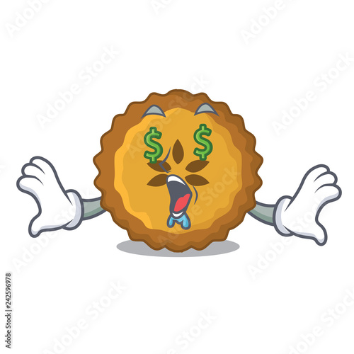 Money eye apple pie isolated in the mascot