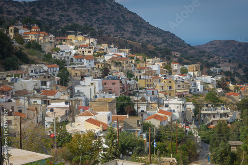 Heraklion, Crete - 10 01 2018: On the road to Rodia. A lovely village on the hill
