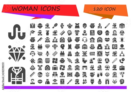 Vector icons pack of 120 filled woman icons photo