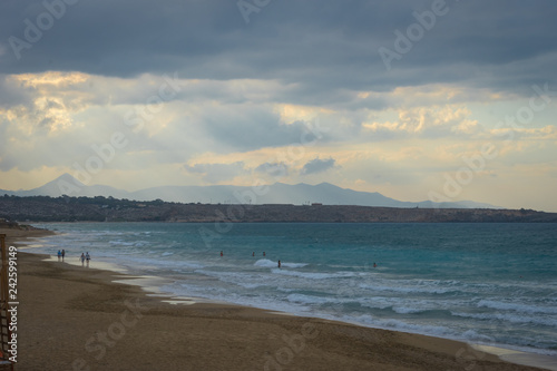 Heraklion, Crete - 10 01 2018: Amnissos beach near Heraklion airport