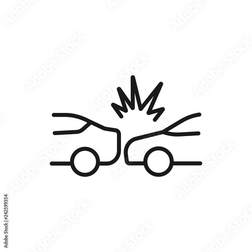Vector illustration of insurance icons. Car crashed