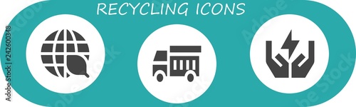 Vector icons pack of 3 filled recycling icons