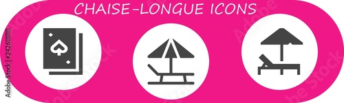 Vector icons pack of 3 filled chaise-longue icons