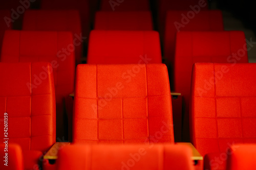 Empty Row of Seats in Cinema Theatre Before Show