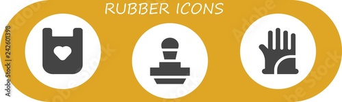 Vector icons pack of 3 filled rubber icons