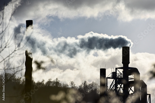Tableau sur toile usine pollution fumée co carbone environnement planete