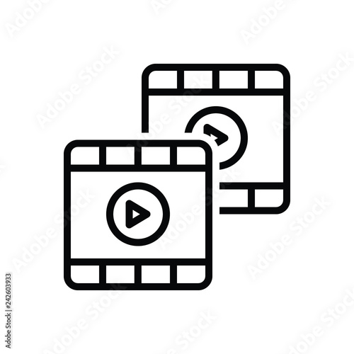 Black line icon for footage 
