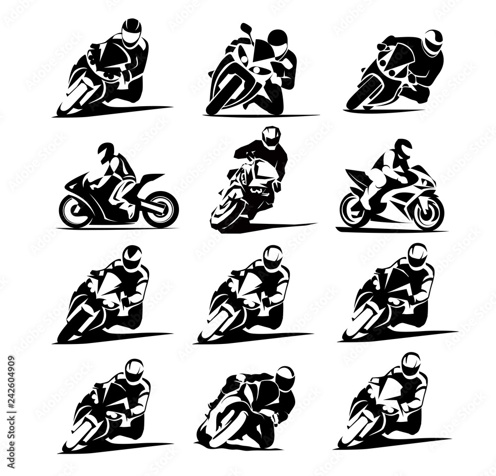 motorcycle racer vector set eps 10 moto gp icons Stock Vector | Adobe Stock