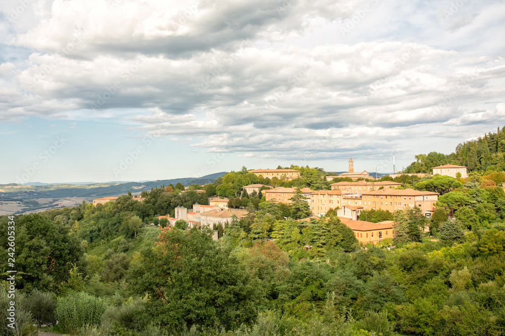 View on the hills and houses near Volterra, Tuscany, Italy.