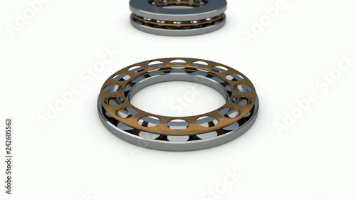 3D animation of thrust ball bearing appearance.