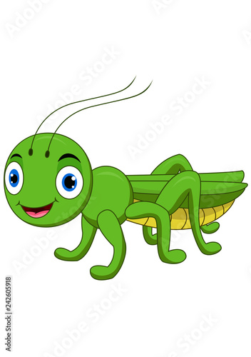 Fototapeta Naklejka Na Ścianę i Meble -  Cute grasshopper cartoon isolated on white background