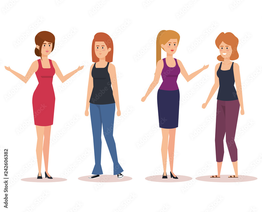 Obraz premium group of girls avatars characters