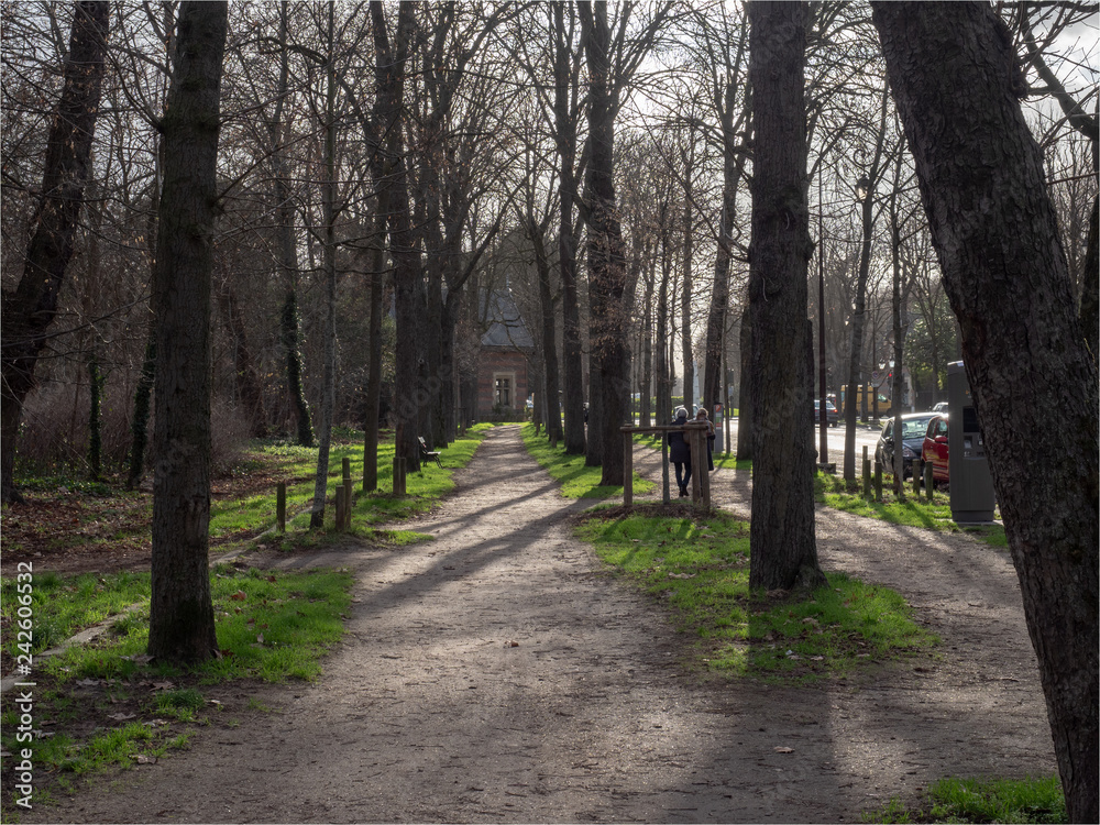promeneurs dans le Bois de Boulogne à Paris