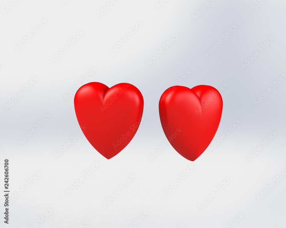 3d illustration of shiny red heart on a white background.  