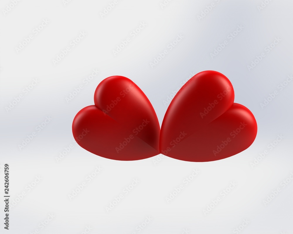 3d illustration of shiny red heart on a white background. 3d illustration of shiny red heart on a white background.