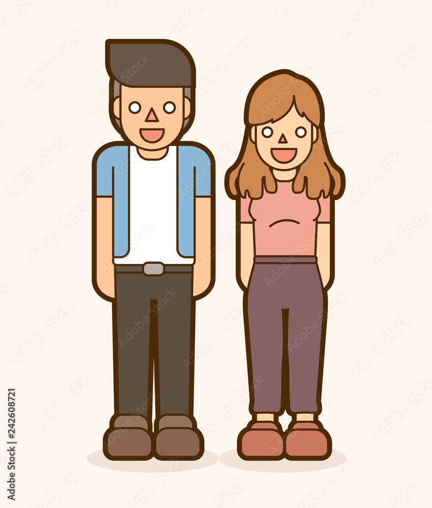 Boy and girl standing together graphic vector Boy and girl standing together graphic vector