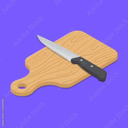 Knife and board for cutting