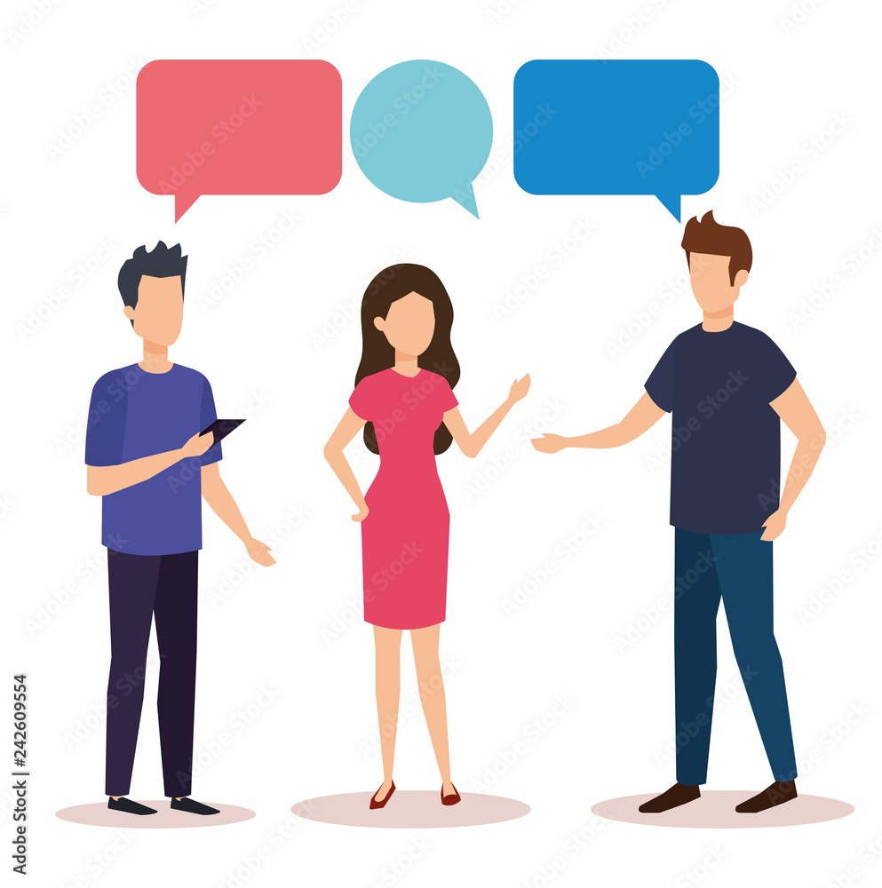 group of people with speech bubble characters group of people with speech bubble characters